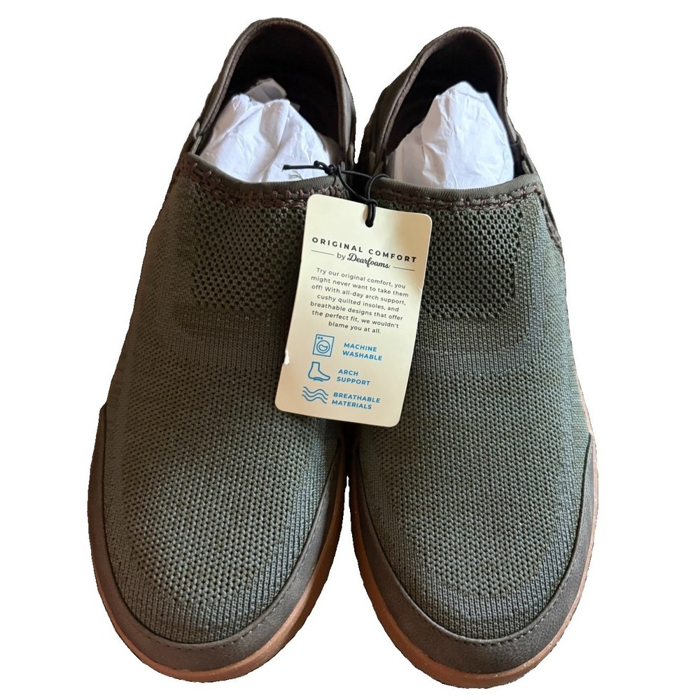 NWT DearfoamsDCOM78025 Original Comfort Slip On Sneakers Olive Green Women's 7